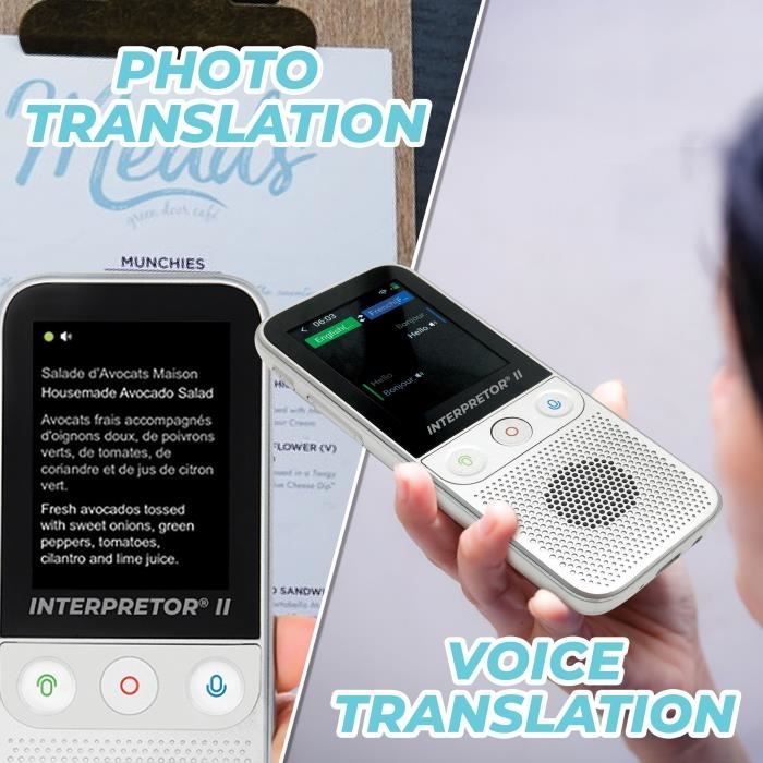 Interpretor 2 - Traducteur vocal instantané d'Intelligence Artificielle 137 langues avec appareil photo