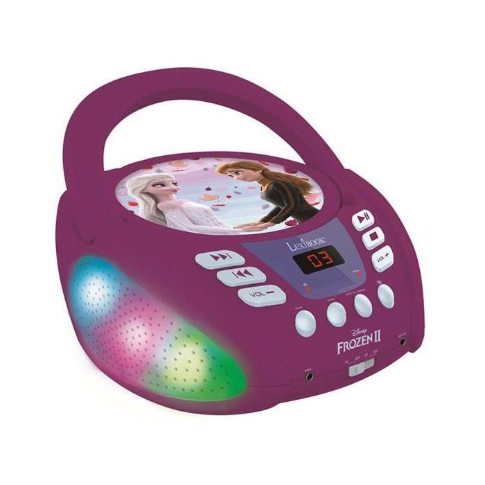 Lecteur CD Bluetooth La Reine des Neiges avec Effets Lumineux - LEXIBOOK - Transportable - Karaoké - Bleu