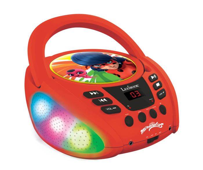 Lecteur CD Bluetooth lumineux Miraculous - LEXIBOOK - MIRACULOUS - CD/CD-R/CD-RW - Bluetooth 5.0 - Enfant