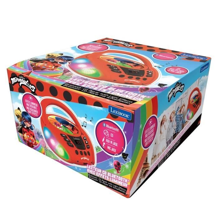 Lecteur CD Bluetooth lumineux Miraculous - LEXIBOOK - MIRACULOUS - CD/CD-R/CD-RW - Bluetooth 5.0 - Enfant