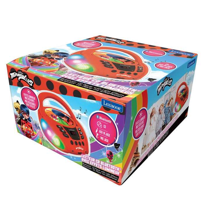 Lecteur CD Bluetooth lumineux Miraculous - LEXIBOOK - MIRACULOUS - CD/CD-R/CD-RW - Bluetooth 5.0 - Enfant