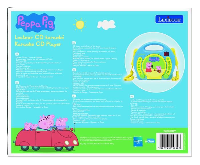 Lecteur CD KaraokÈ Peppa Pig avec 2 microphones - LEXIBOOK