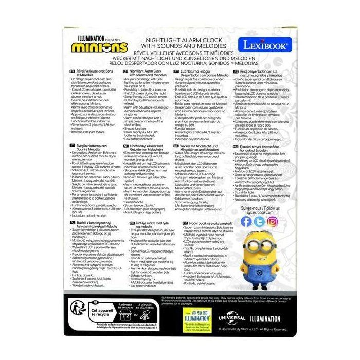 LEXIBOOK - Réveil veilleuse Les Minions - Sons et mélodies, écran LCD rétro-éclairé et lumineux - Jaune