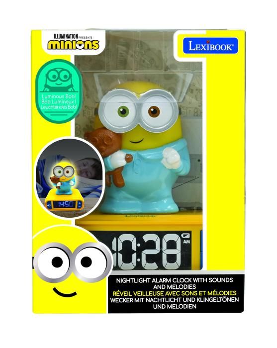 Réveil veilleuse digital LEXIBOOK - Les Minions - 3D lumineux et sonore - Jaune et bleu - Enfant