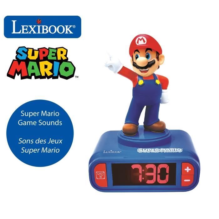 RÈveil veilleuse digital LEXIBOOK - Super Mario - 3D lumineux et sonore - Bleu et rouge - Enfant