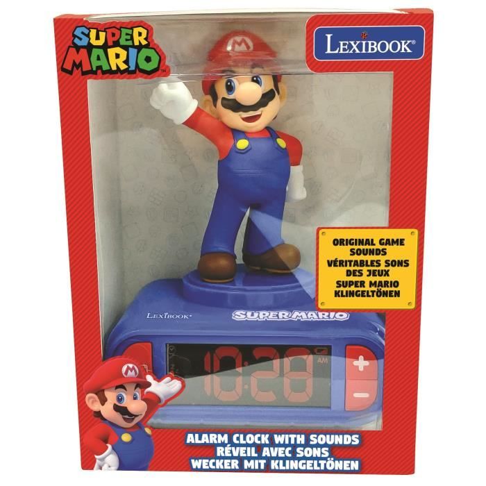 RÈveil veilleuse digital LEXIBOOK - Super Mario - 3D lumineux et sonore - Bleu et rouge - Enfant