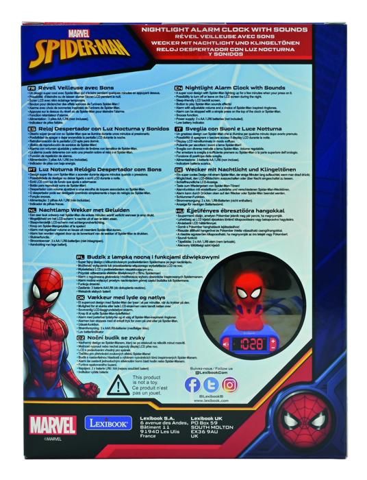 RÈveil veilleuse digital LEXIBOOK - Spiderman - 3D lumineux et sonore - Rouge et bleu - Enfant