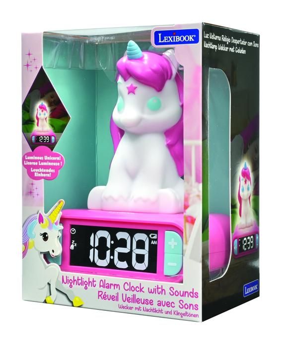 RÈveil veilleuse digital LEXIBOOK - Licorne - 3D lumineux et sonore - Blanc et rose - Enfant
