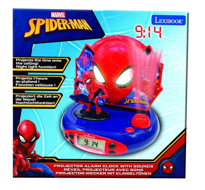 Lexibook - Spiderman - Réveil Projecteur - Veilleuse et Projection de l'heure au Plafond - Effets sonores - Piles