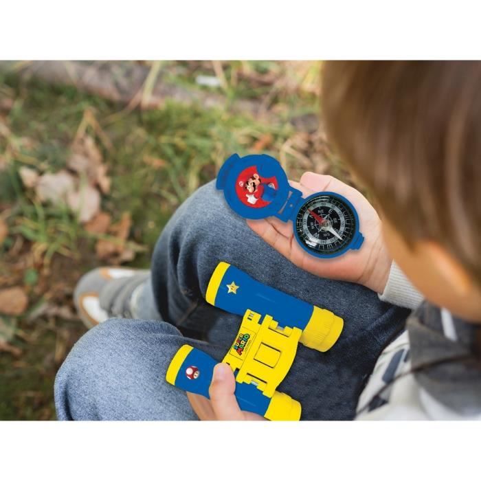 Lexibook - Kit d'aventurier Super Mario - Talkie-Walkies, jumelles, lampe torche et boussole