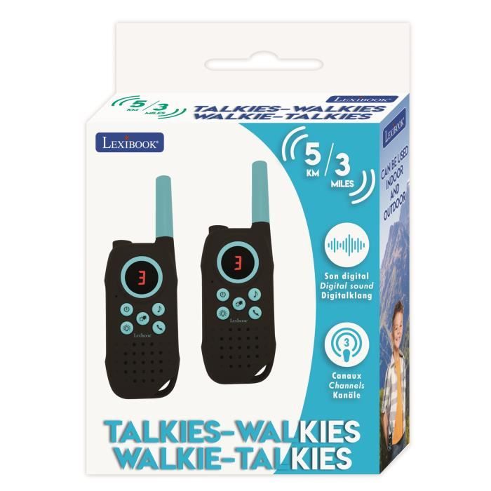 Talkies-walkies LEXIBOOK noirs - Portée 5 km - Fonction communication d'un a un et un a plusieurs