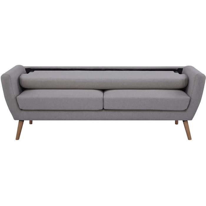 Canapé - 3 places - LILLY - Tissu Beige - 193 x 79 x 86 cm - SENHO