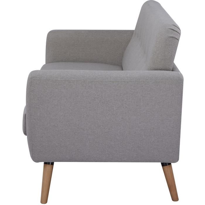 Canapé - 3 places - LILLY - Tissu Beige - 193 x 79 x 86 cm - SENHO