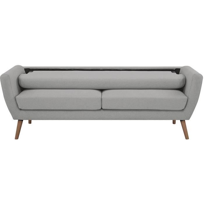 Canapé - 3 places - LILLY - Tissu Gris clair - 193 x 79 x 86 cm - SENHO