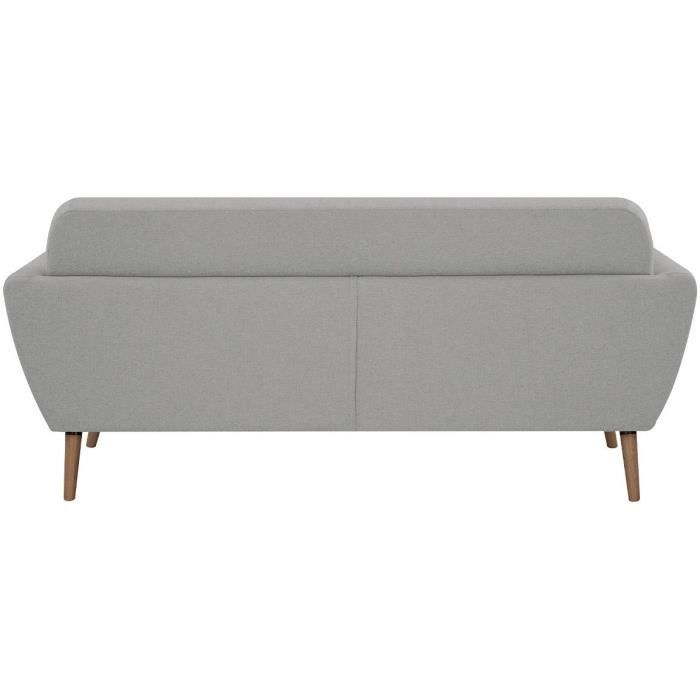Canapé - 3 places - LILLY - Tissu Gris clair - 193 x 79 x 86 cm - SENHO