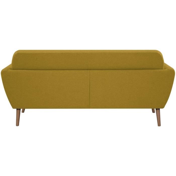 Canapé - 3 places - LILLY - Tissu Moutarde - 193 x 79 x 86 cm - SENHO