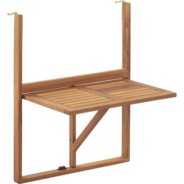 Table de balcon suspendue - LILOU - Bois d'acacia FSC - Pliable - 64 x 43 x 80 cm