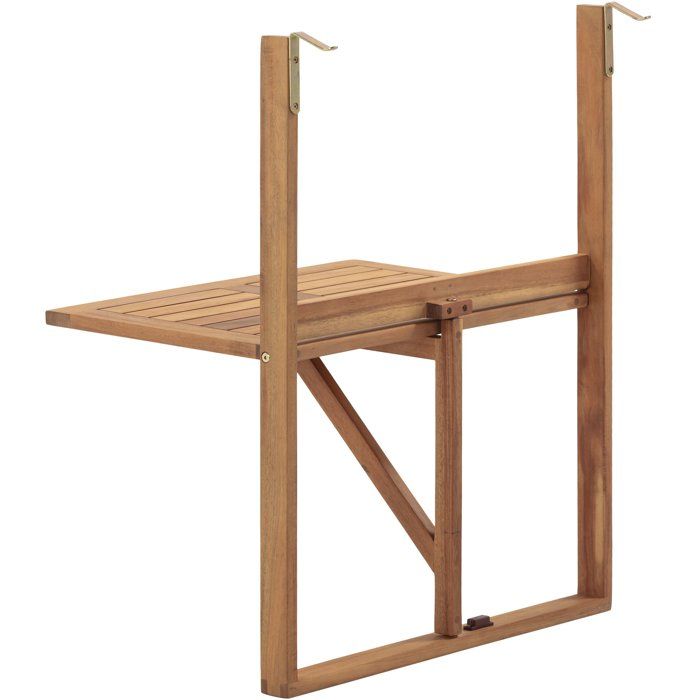 Table de balcon suspendue - LILOU - Bois d'acacia FSC - Pliable - 64 x 43 x 80 cm