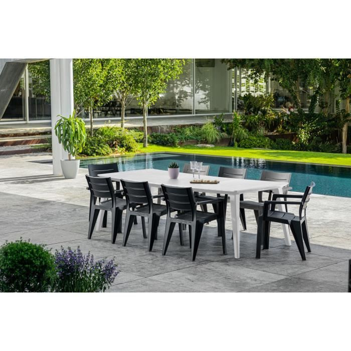 Table de jardin - rectangulaire - blanc - en résine - 8 a 10 personnes - Lima -Allibert by KETER