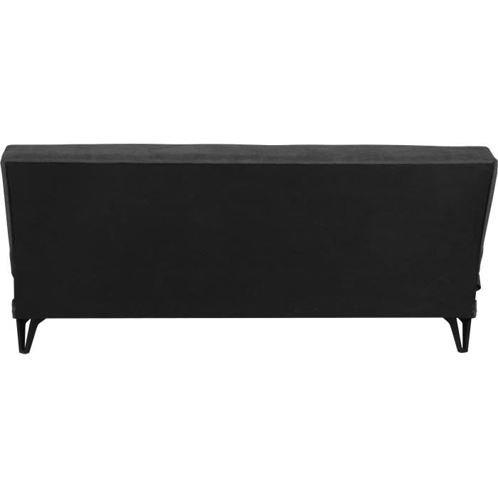 Banquette convertible 3 places - LIMRA - Tissu gris clair - 2 coussins - 190 x 87 x 87 cm