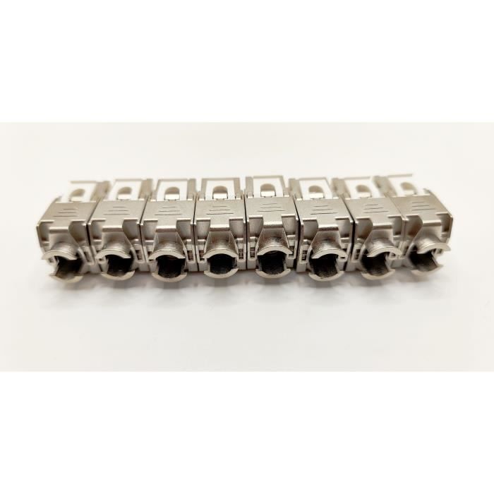 Pack de 8 noyaux keystone RJ45 Cat.6a - LINEAIRE - PRC624AK8 - 2 avec façades colorées