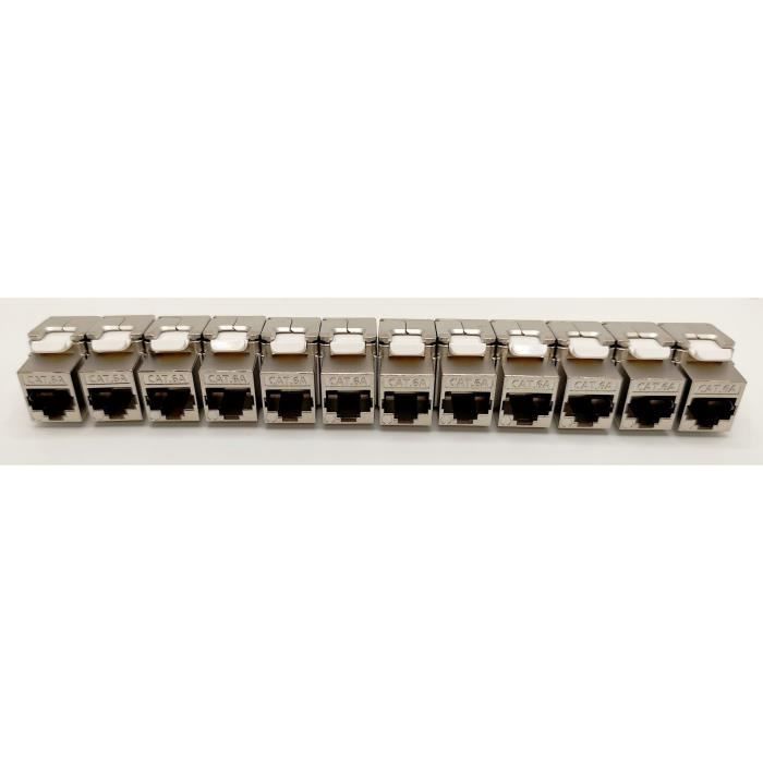 Pack de 12 noyaux keystone RJ45 Cat.6a - LINEAIRE - PR24AS12 - Court - Blindé