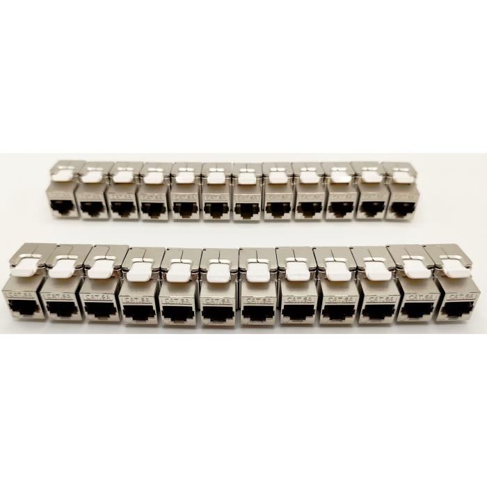 Pack de 24 noyaux keystone RJ45 Cat.6a - LINEAIRE - PR24AS24 - Court - Blindé