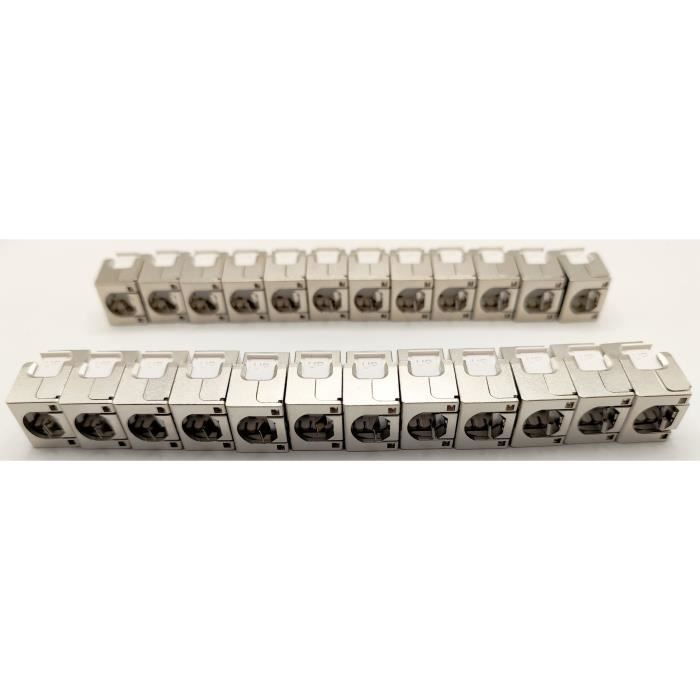 Pack de 24 noyaux keystone RJ45 Cat.6a - LINEAIRE - PR24AS24 - Court - Blindé