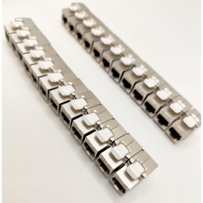 Pack de 24 noyaux keystone RJ45 Cat.6a - LINEAIRE - PR24AS24 - Court - Blindé