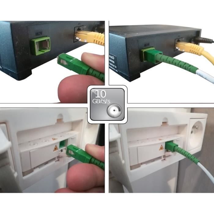 Câble fibre optique SC-APC / SC-APC - LINEAIRE - FB122I - Pour Orange Livebox, SFR box fibre, Bouygues Télécom BBox - 15 m