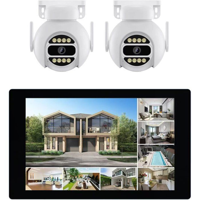 Kit 2 caméras motorisées - LINK2HOME - HD - Écran tactile 10,1'' - 3MP - Vision nocturne + IP66