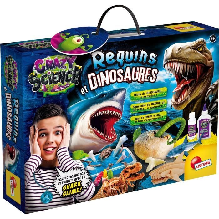 Kit scientifique - LISCIANI - Crazy Science - Requins & dinosaures - Slime et oeufs a creuser - PrÈdateurs fascinants
