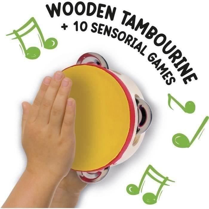 Jeu musical - LISCIANI - Montessori Box - L'ouie - Tambourin en bois - Rythme et audition - Activités Montessori