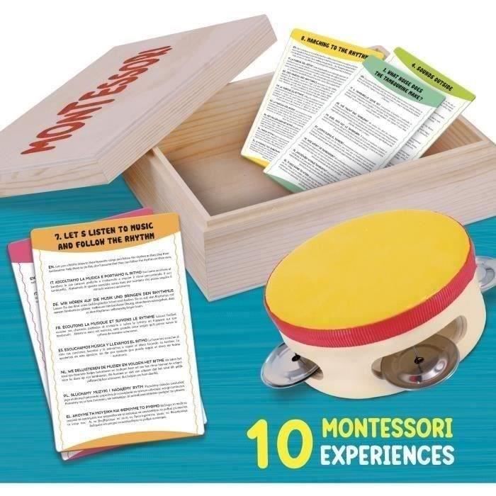 Jeu musical - LISCIANI - Montessori Box - L'ouie - Tambourin en bois - Rythme et audition - Activités Montessori