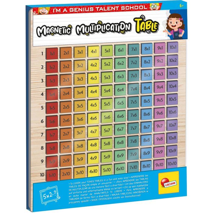 TALENT SCHOOL Table de Multiplication Magnétique Bois - LISCIANIGIOCHI - Pédagogie & Apprentissage Autonome - Des 6 ans