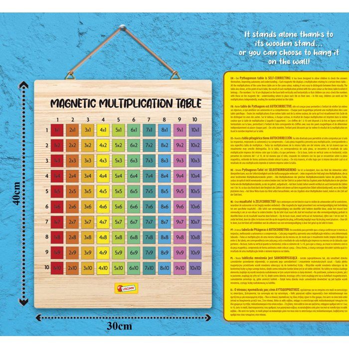 TALENT SCHOOL Table de Multiplication Magnétique Bois - LISCIANIGIOCHI - Pédagogie & Apprentissage Autonome - Des 6 ans
