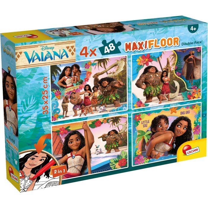 Puzzle MaxiFloor - Vaiana 2 - LISCIANIGIOCHI - 4 x 48 pieces - Des 4 ans