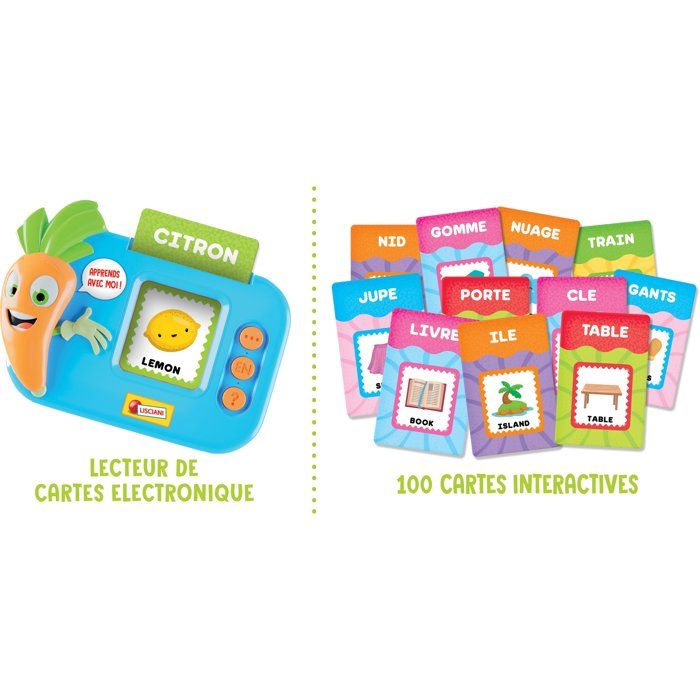 CAROTINA Le Petit Polyglotte - Jeu Éducatif Bilingue - LISCIANIGIOCHI - 100 Mots & Quiz Interactif - Des 3 ans
