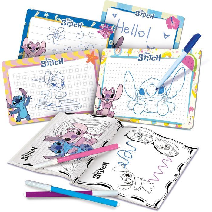 Pocket Studio de Dessin - Stitch - LISCIANIGIOCHI - Kit Dessin - Ardoises effaçables - Feutres inclus - Des 3 ans
