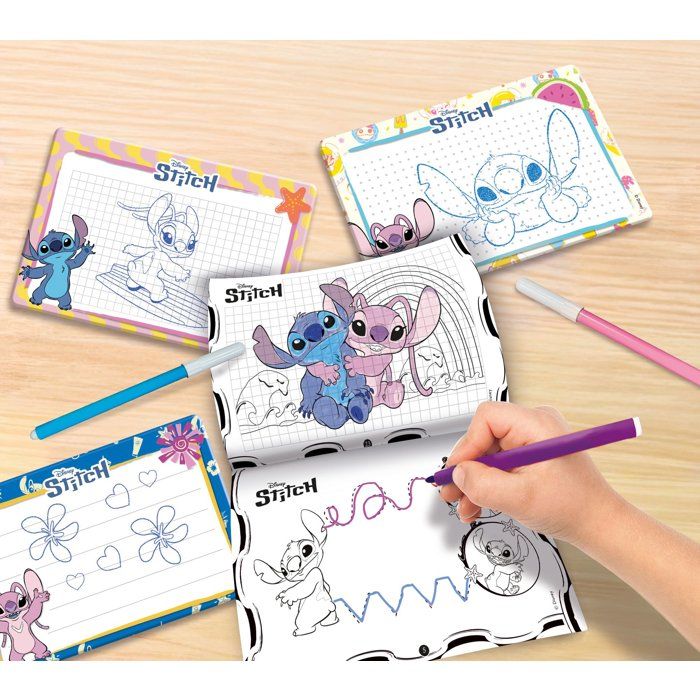 Pocket Studio de Dessin - Stitch - LISCIANIGIOCHI - Kit Dessin - Ardoises effaçables - Feutres inclus - Des 3 ans