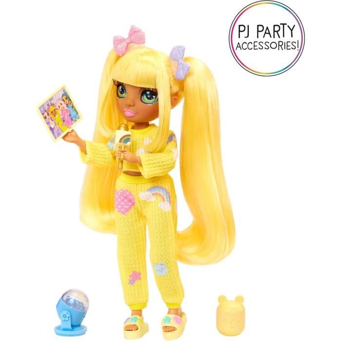Junior High Pyjama Party - Poupée mannequin articulée 22 cm - Sunny (Jaune) - Nombreux accessoires - a partir de 4 ans