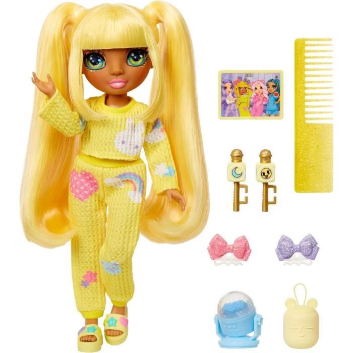 Junior High Pyjama Party - Poupée mannequin articulée 22 cm - Sunny (Jaune) - Nombreux accessoires - a partir de 4 ans