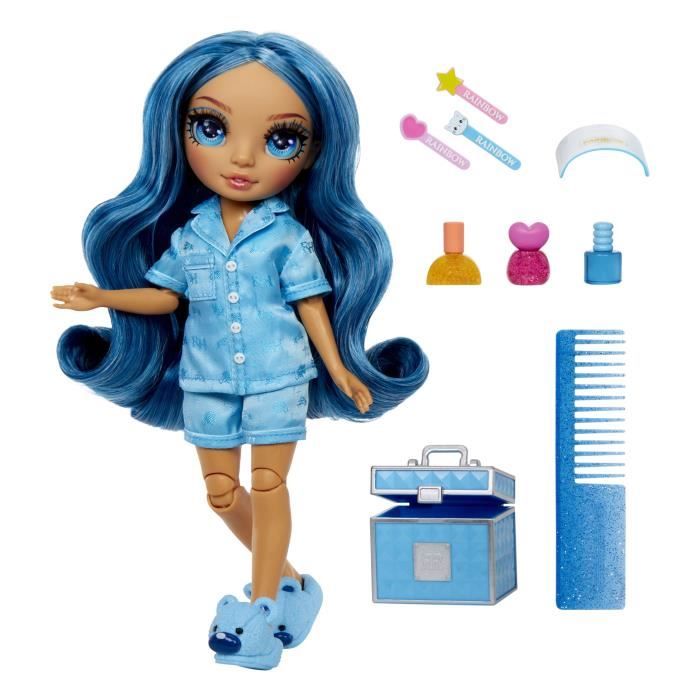 Junior High Pyjama Party - Poupée mannequin articulée 22 cm - Skyler (Bleue) - Nombreux accessoires - a partir de 4 ans