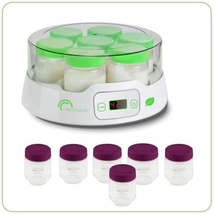Yaourtiere LITTLE BALANCE - Capacité 7 pots de 190ml + 6 pots additionnels - Programmable jusqu'a 14h - 20W