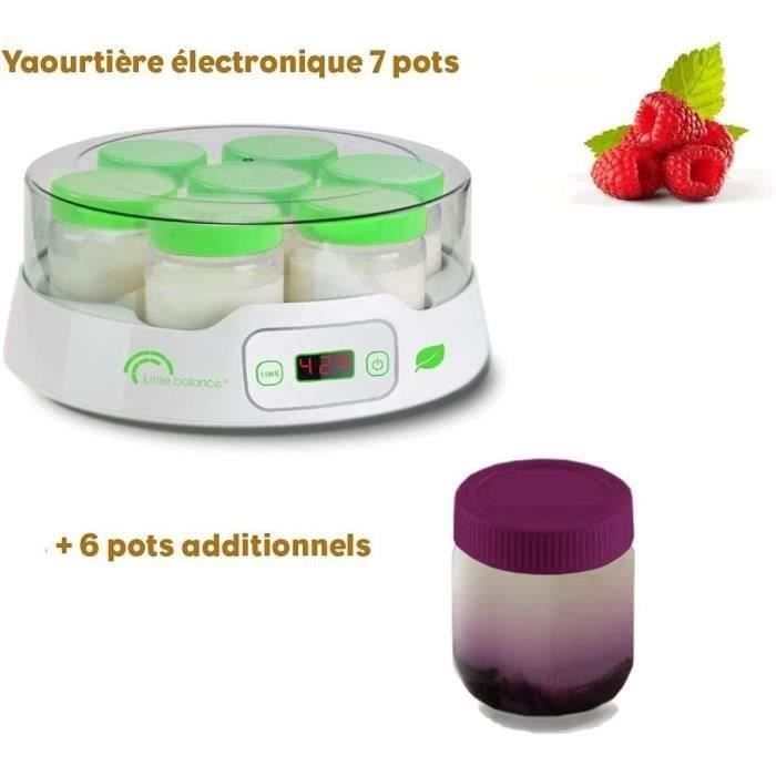 Yaourtiere LITTLE BALANCE - Capacité 7 pots de 190ml + 6 pots additionnels - Programmable jusqu'a 14h - 20W