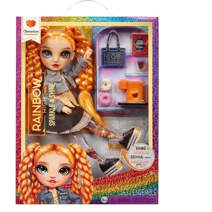 Rainbow High - Sparkle & Shine - PoupÈe mannequin de 27cm - Orange - Jambes avec liquide pailletÈs - Des 4ans