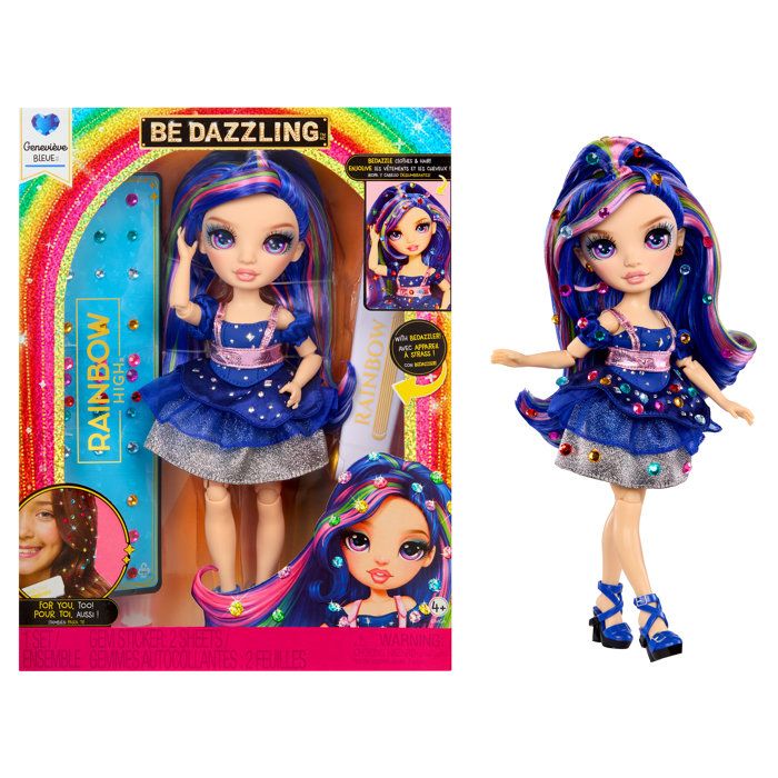 Rainbow High Poupée Mannequin Be Dazzling - Genevieve Bleu - 28 cm - Pierres précieuses scintillantes et accessoires inclus