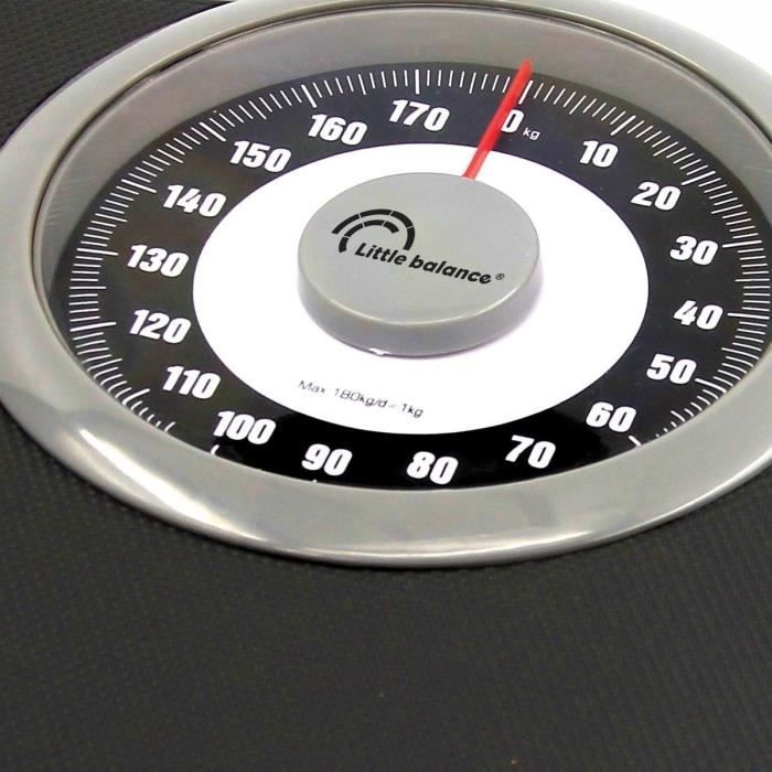 Balance Pčse-personne mécanique LITTLE BALANCE 8400 Confort 180, 180 kg / 1 kg, Grand écran, Compact, Noir & Chrome