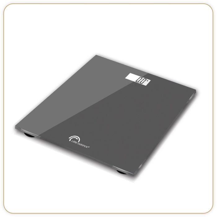 Pese-personne Èlectronique - LITTLE BALANCE - 160 kg max - plateau verre trempÈ - couleur gris