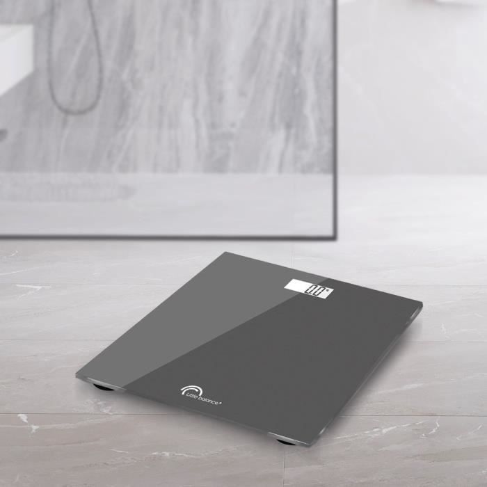 Pese-personne Èlectronique - LITTLE BALANCE - 160 kg max - plateau verre trempÈ - couleur gris